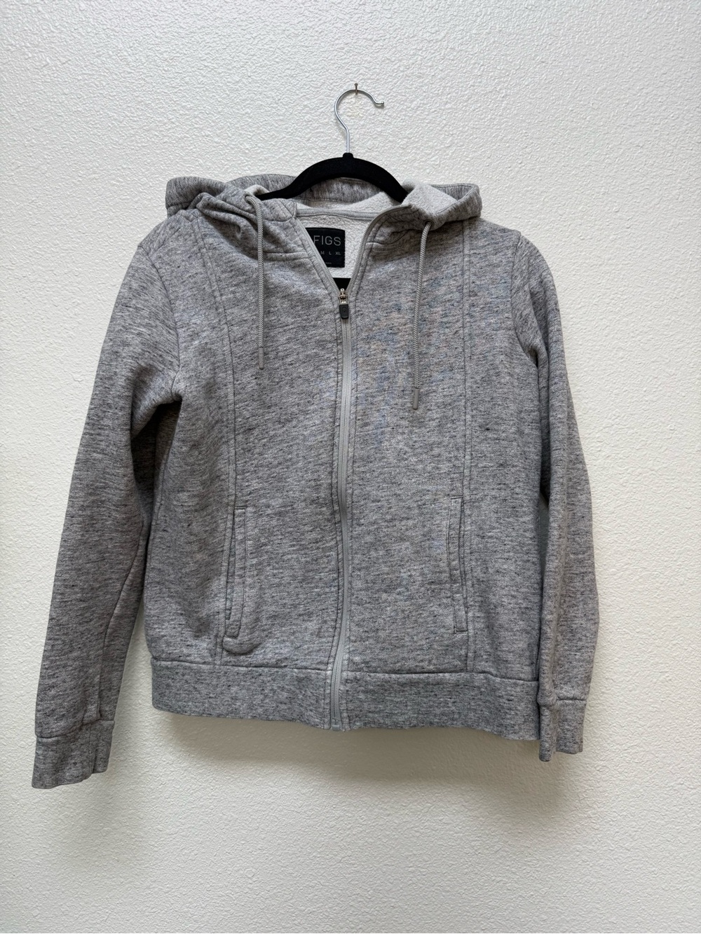 Figs Light Heather Gray Zip Hoodie
